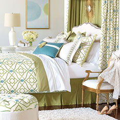 Bradshaw - green and blue bedding,bright floral bedding,blue and white,white and green,blue and green,bright feminine bedding,tween room bedding,casual,contemporary,embroidered,floral,cotton