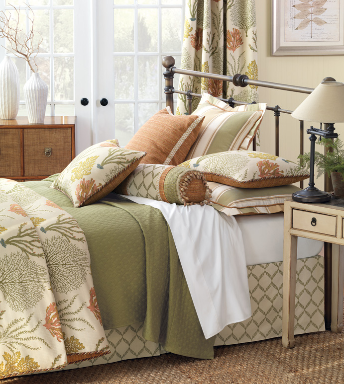 Caicos Collection Eastern Accents Caicos Beach Style Bedding Tropical Green And Tan