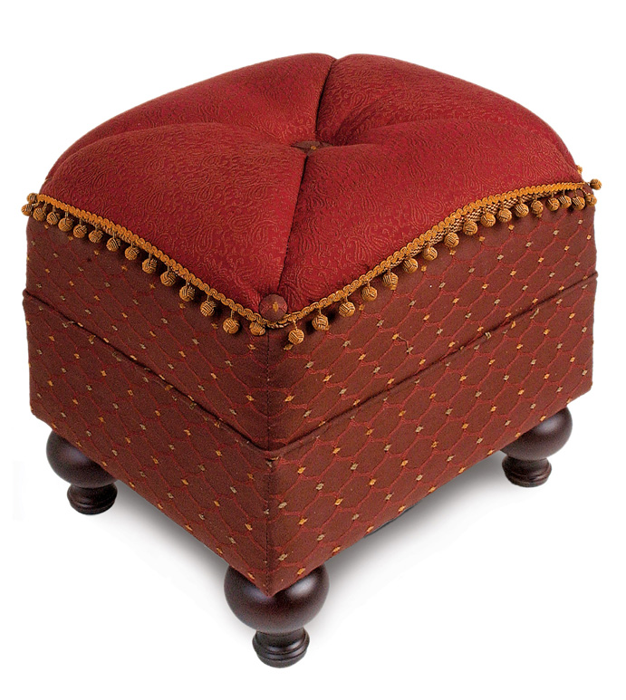 Luxury Bedding by Eastern Accents BRONWYN MERLOT PILLOW TOP OTTOMAN