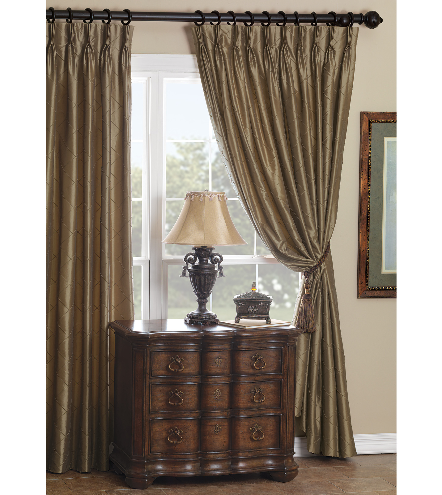 Luxury Bedding by Eastern Accents CHESTER KHAKI CURTAIN PANEL