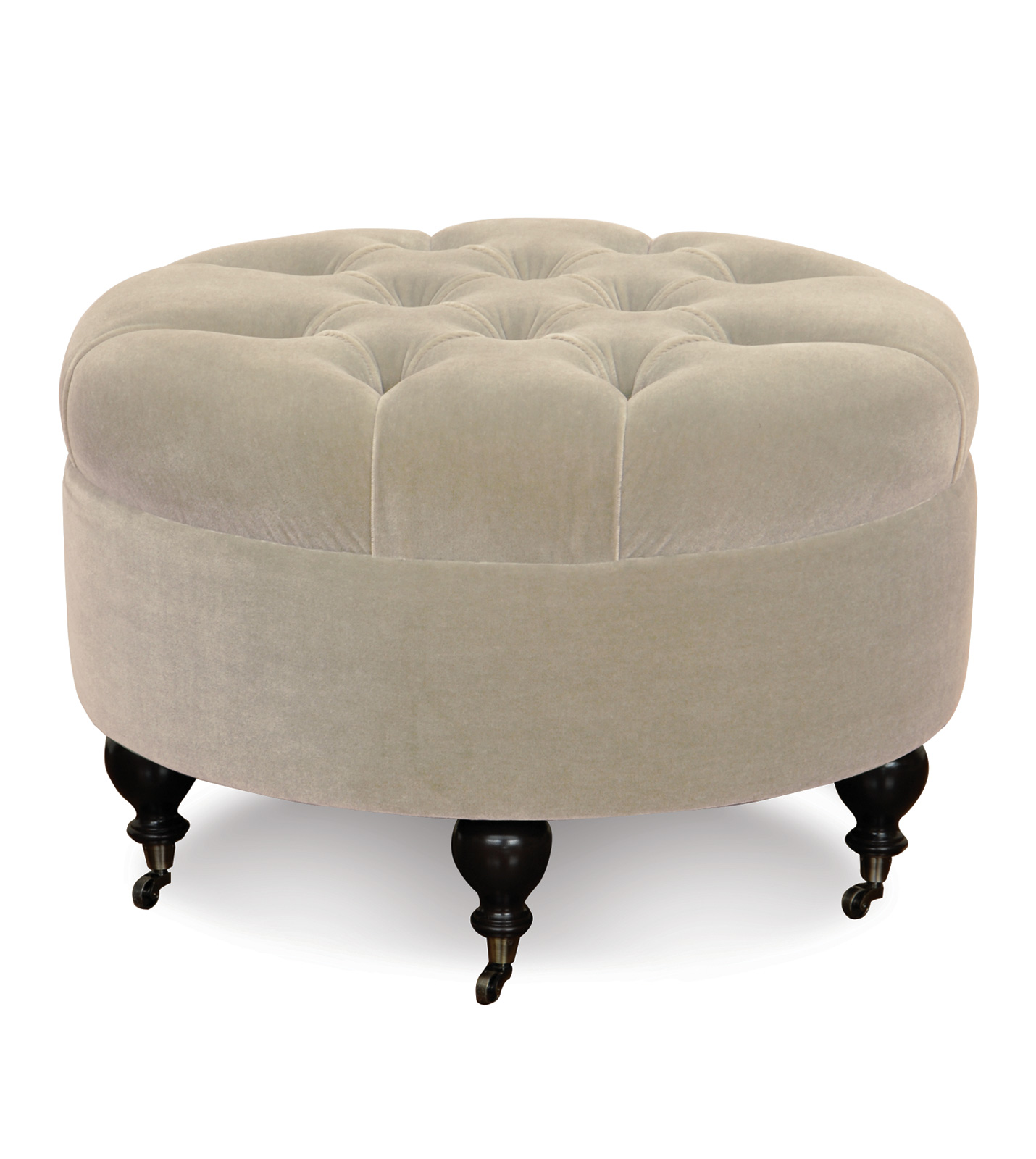 Luxury Bedding by Eastern Accents - BACH HERALDIC IVORY ROUND OTTOMAN