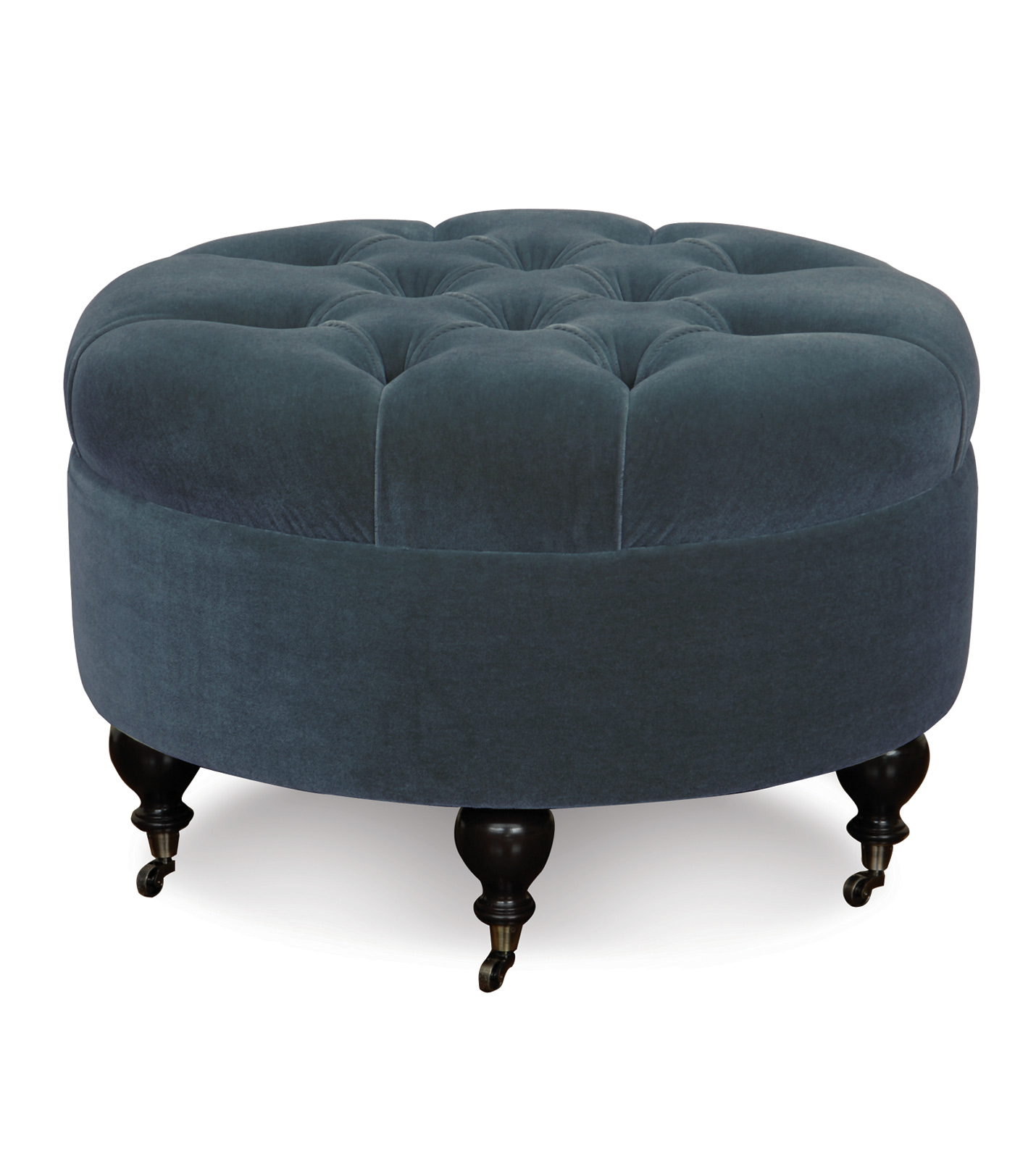 Luxury Bedding by Eastern Accents BACH OMBRE BLUE ROUND OTTOMAN