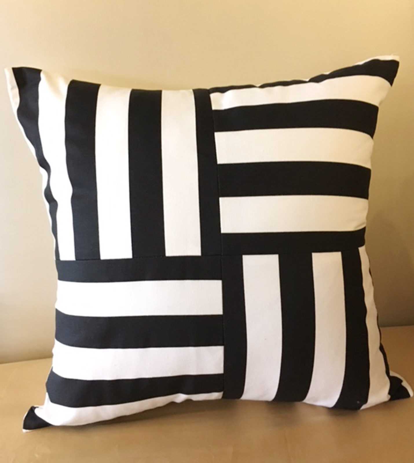 Luxury Bedding by Eastern Accents - Black and White Striped Decorative Pillow
