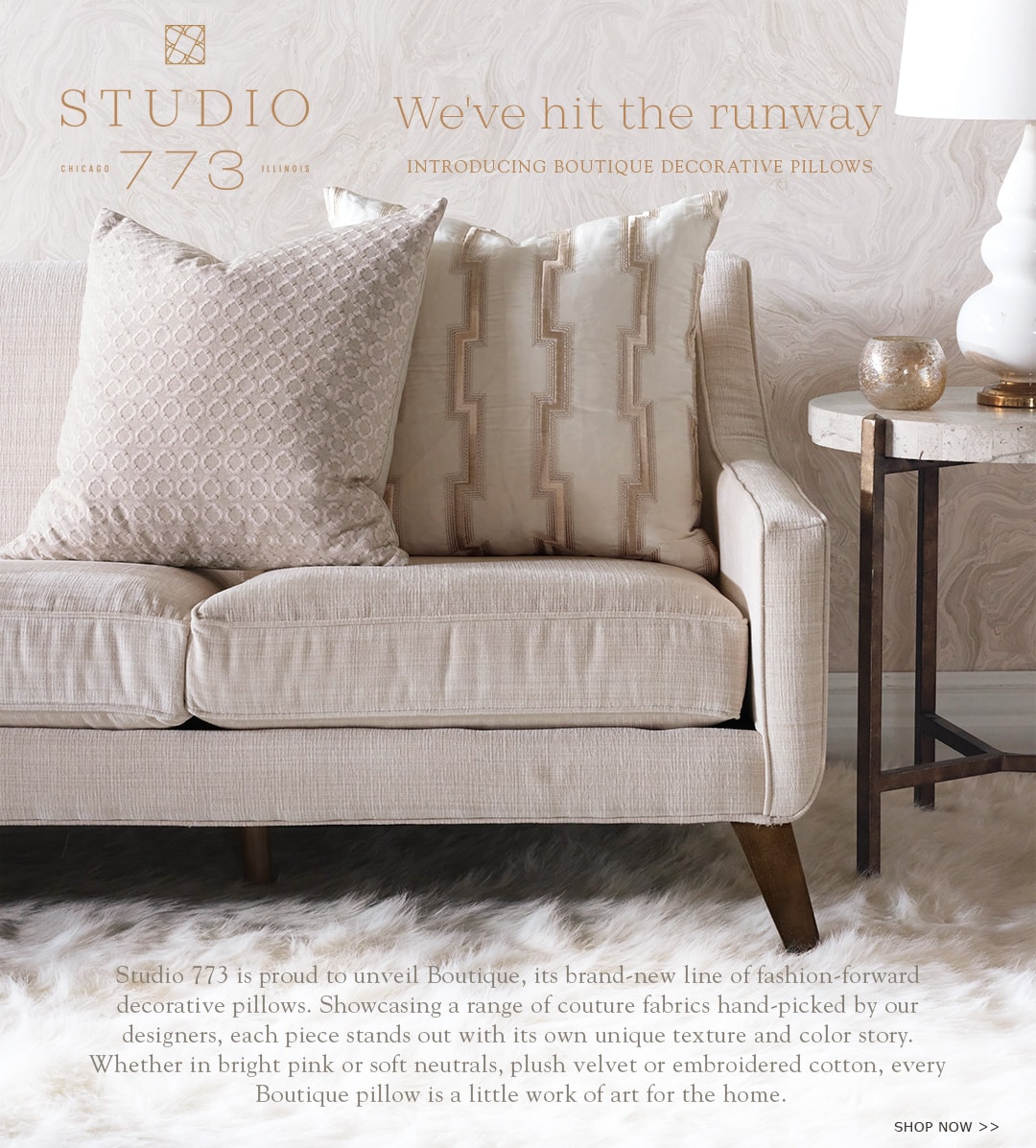 Studio 773 - We've hit the runway Introducing boutique decorative pillows