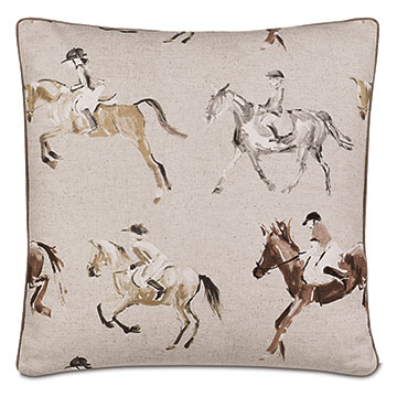 Jockey Equestrian Decorative Pillow in Khaki