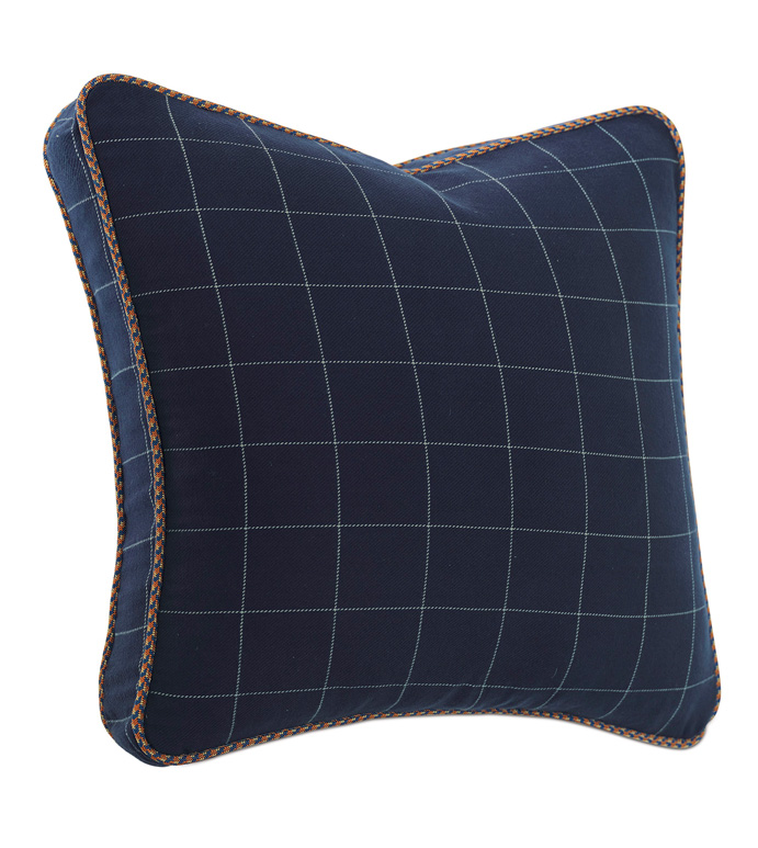 Ladue Checkered Boxed Euro Sham In Indigo Eastern Accents
