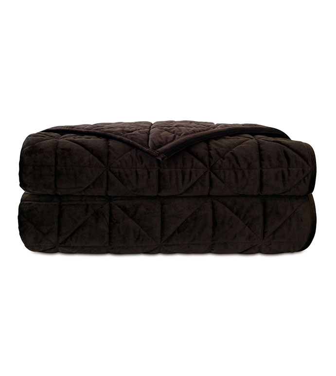 Nova Quilted Velvet Coverlet In Cocoa Eastern Accents