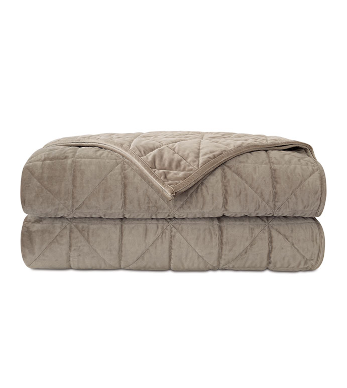 Nova Quilted Velvet Coverlet In Fawn Eastern Accents