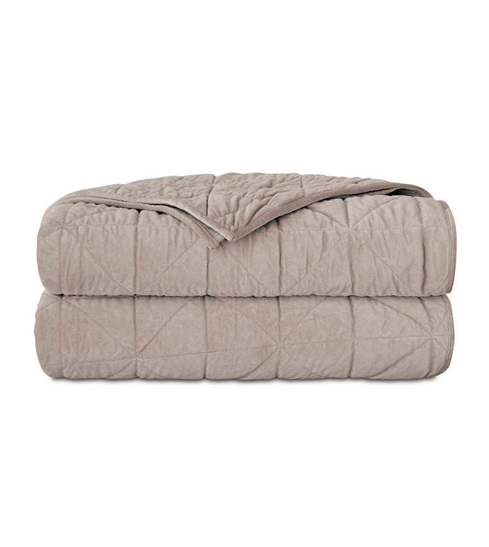 Nova Quilted Velvet Coverlet In Ivory Eastern Accents