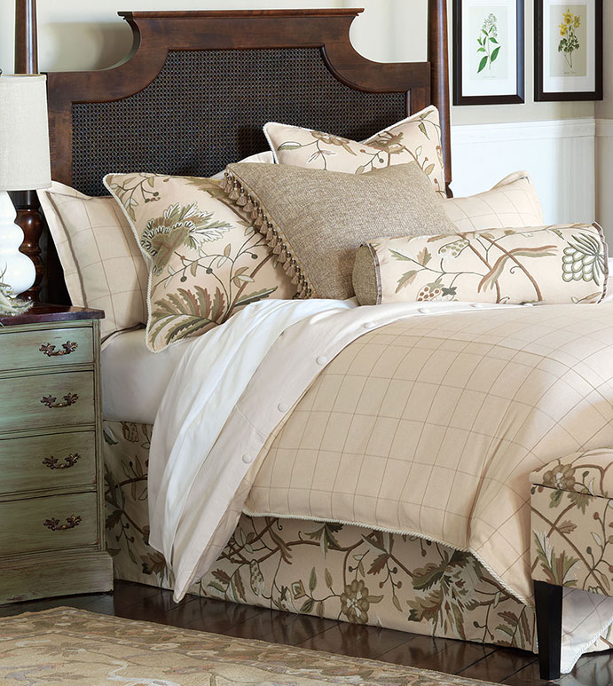 Gallagher Collection Eastern Accents Gallagher English Garden Bedding Tan Embroidered Fl Botanical