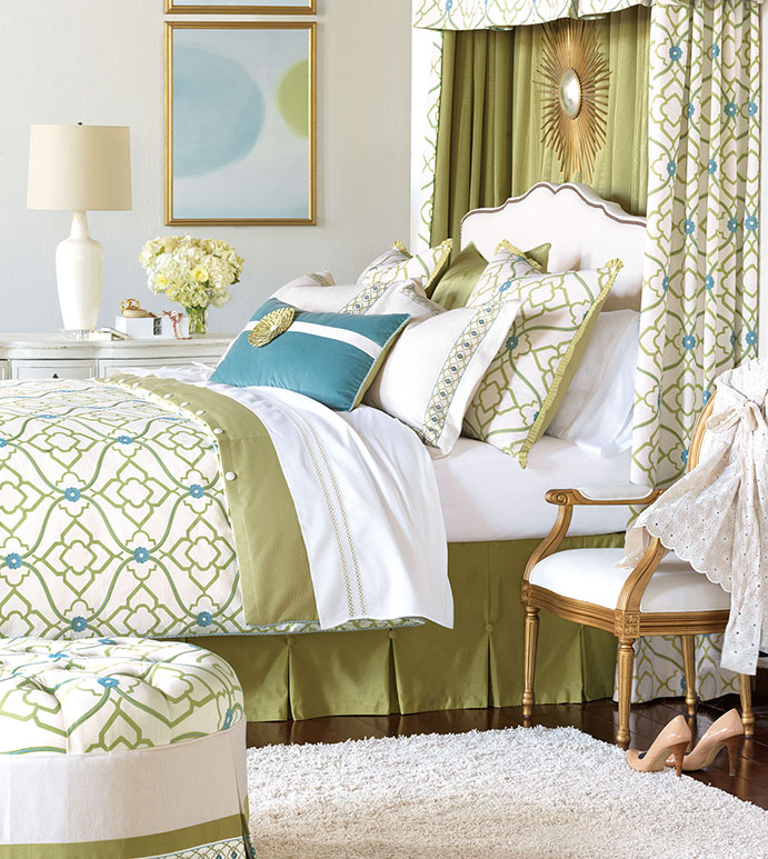 Bradshaw Collection Eastern Accents Bradshaw Green And Blue Bedding Bright Fl White