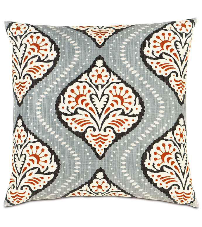 Bowie Ogee Knife Edge - DECORATIVE PILLOW,SQUARE,PATTERNED,WHITE,BLUE,ORANGE,BLACK,AZTEC,SILVER,KNIFE EDGE,BEDDING,BEDROOM,FLORAL DESIGN,GEOMETRIC PRINT,BEACH HOUSE,FACE DESIGN,DORM,DOTS,