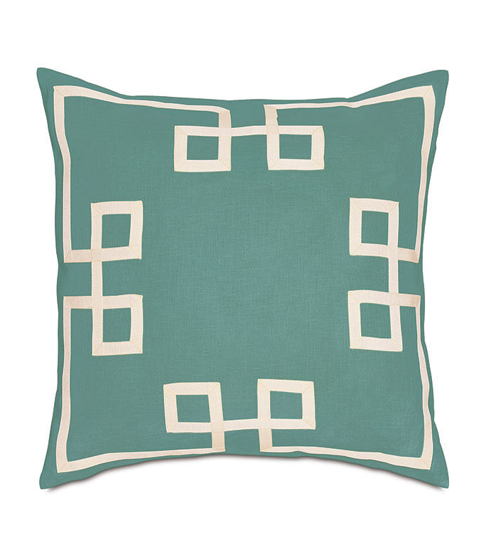 Resort Aqua Fret Accent Pillow - ,