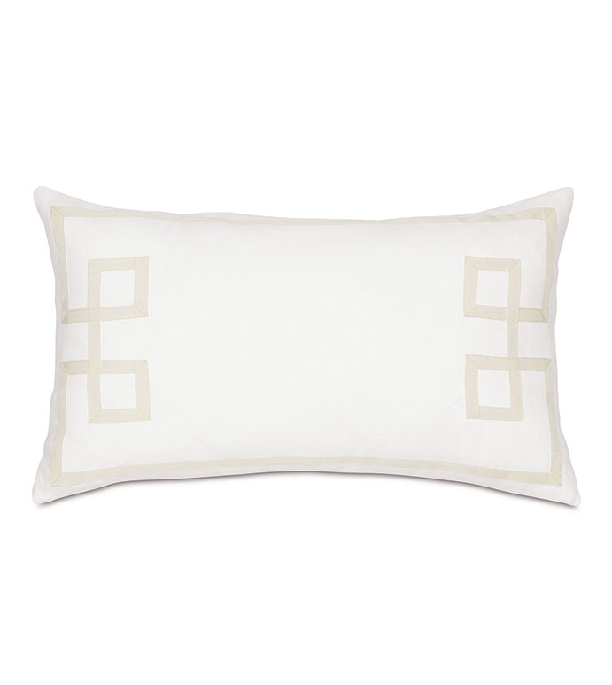 Resort Shell Fret Accent Pillow - PILLOW,BOLSTER PILLOW,LINEN PILLOW,LUXURY PILLOW,GREEK KEY PILLOW,WHITE PILLOW,RESORT PILLOW,THROW PILLOW,ACCENT PILLOW,DECORATIVE PILLOW,CUSTOMIZABLE PILLOW,LUXURY LINENS