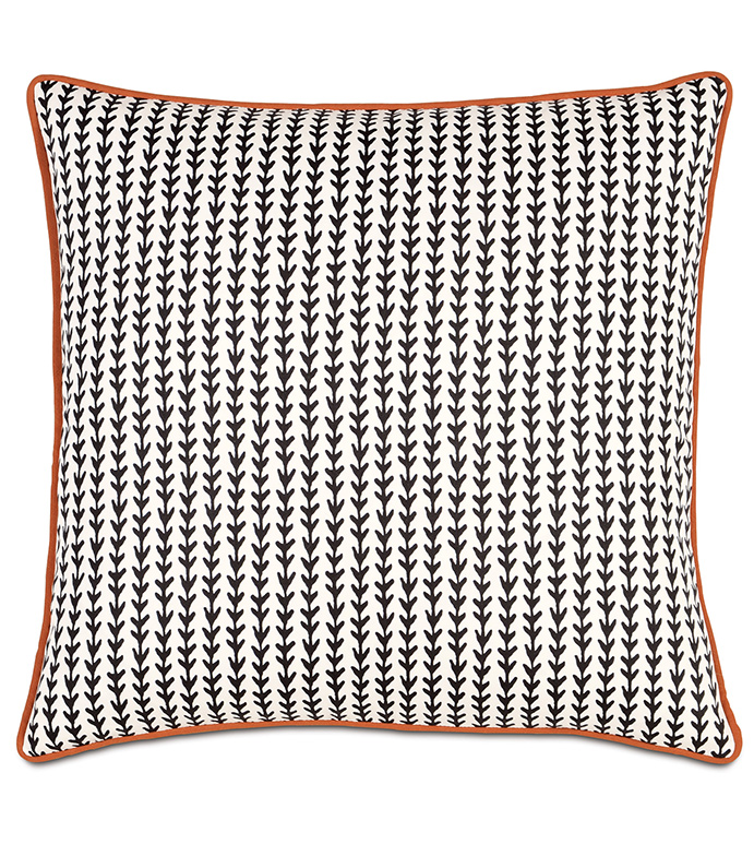 Ziggy Vine With Sm Welt - DECORATIVE PILLOW,PATTERNED,WHITE,BLACK,AZTEC,GEOMETRIC PRINT,BEDDING,DECORATIVE,BEDROOM,FLORAL DESIGN,ZIPPER CLOSURE,STRIPED,MINI WELT,TANGERINE,ORANGE,FACE DESIGN,