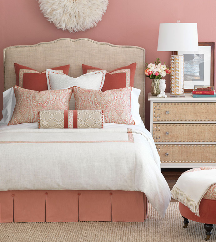 Rena Bedset - bedding,top of bed,luxury linens,coral bedding,bedset,custom bedding,duvet set,elegant bedding,linen bedding,femine bedding,high end bedding,luxury bedding,Eastern Accents bedding