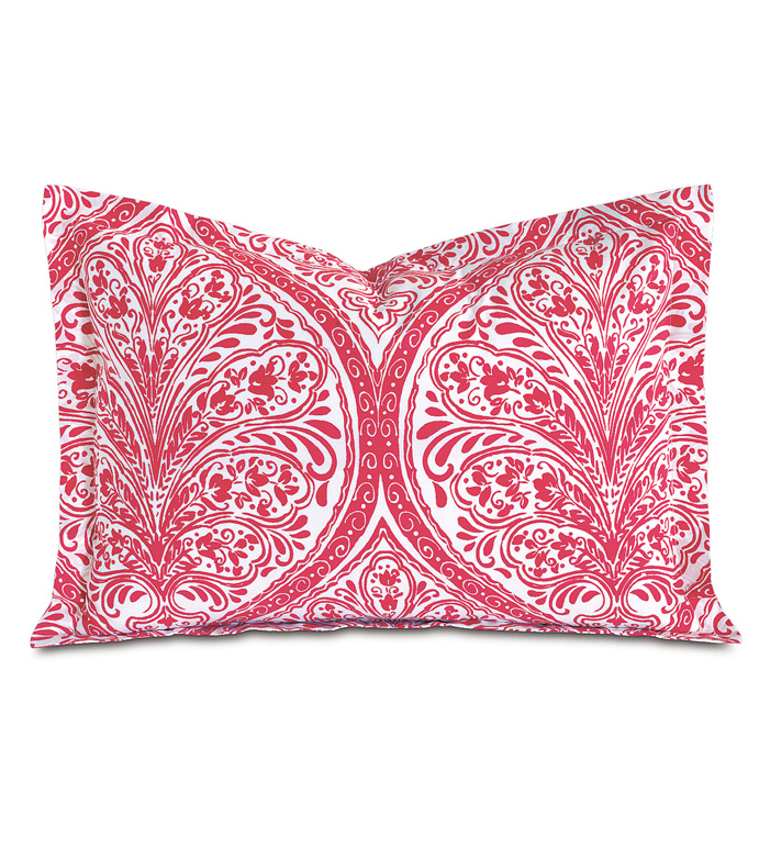 Adelle Percale Boudoir in Sorbet - PERCALE,DECORATIVE PILLOW,PILLOW,ACCENT PILLOW,THROW PILLOW,BED PILLOW,SOFA PILLOW,MEDALLION,DAMASK,JACQUARD,PRINT,PATTERN,PINK,BRIGHT,OGEE,VECTOR,LUXURY BEDDING,EASTERN ACCENTS