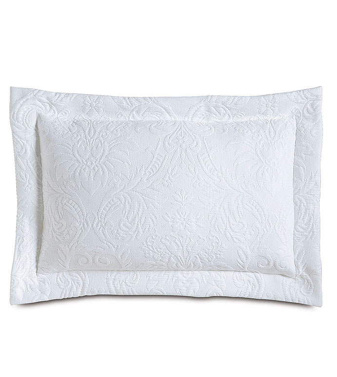 Sandrine White Boudoir - pillow,throw pillow,bolster pillow,matelasse pillow,white pillow,decorative pillow,boudoir sham pillow,accent pillow,femine pillow,custom pillow,tone on tone pillow,white bolster