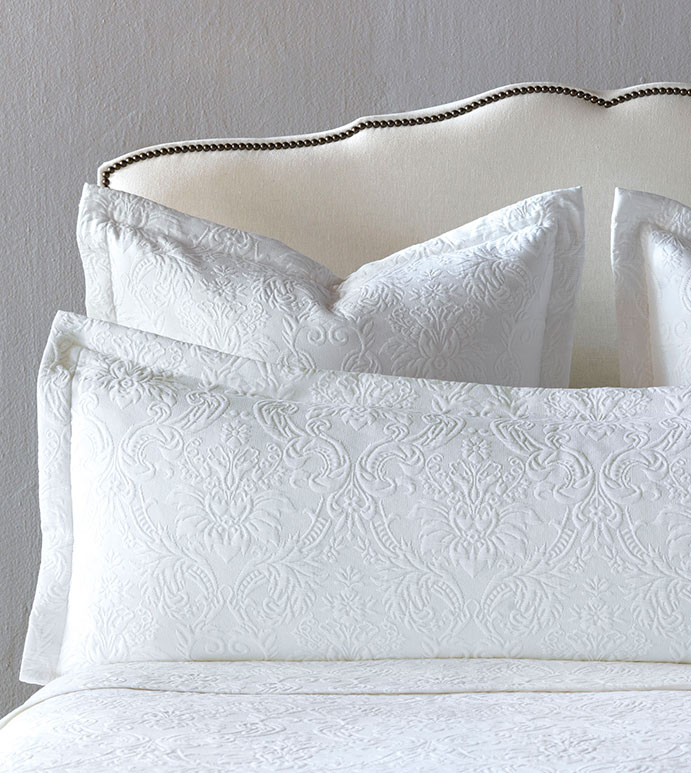Sandrine White Grand Sham - PILLOW,THROW PILLOW,GRAND SHAM PILLOW,MATELASSE PILLOW,WHITE PILLOW,DECORATIVE PILLOW,LARGE SHAM PILLOW,ACCENT PILLOW,FEMINE PILLOW,CUSTOM PILLOW,TONE ON TONE PILLOW,CUSTOM PILLOW