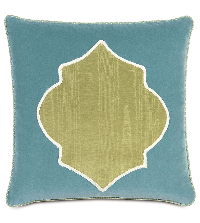 Pearl Apple Insert - GRAPHIC INSET PILLOW,CONTRAST PILLOW,GREEN AND BLUE PILLOW,BLUE VELVET PILLOW,BLUE AND GREEN,GREEN FEMININE PILLOW,CASUAL CONTEMPORARY,TWEEN ROOM BEDDING,BRIGHT FEMININE,SILKY