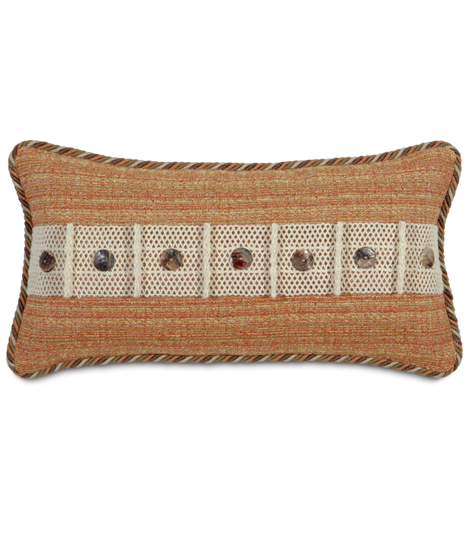 STARK SUNSET WITH BUTTONS - ORANGE TROPICAL PILLOW,BURNT SIENNA,BURNT ORANGE,MOTHER OF PEARL,BUTTON ACCENT PILLOW,CABANA PILLOW,TROPICAL PILLOW,BEACH STYLE PILLOW,STRIPED,EARTH TONE,CASUAL TROPICAL,ISLAND