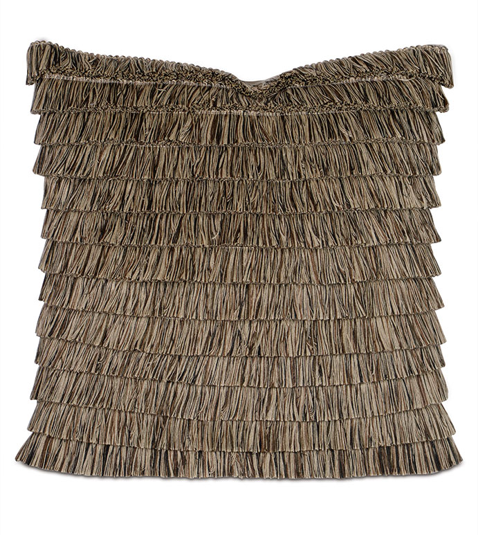 Greer Linen WITH brush fringe - PILLOW,TOSS CUSHION,THROW PILLOW,SQUARE PILLOW,FLAPPER PILLOW,FRINGE PILLOW,CHOCOALATE PILLOW,WHIMSICAL PILLOW,CELERIE KEMBLE PILLOW,ZIPPER CLOSURE PILLOW,KNIFE EDGE FRINGE