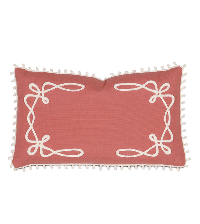 Oasis Coral With Loop Trim - PILLOW,BOLSTER PILLOW,OUTDOOR PILLOW,WHIMSICAL PILLOW,CORAL PILLOW,SUNBRELLA PILLOW,RECTANGLE PILLOW,MILDEW PROOF PILLOW,DECORATIVE PILLOW,CUSTOMIZABLE PILLOW,CELERIE KEMBLE PILLOW