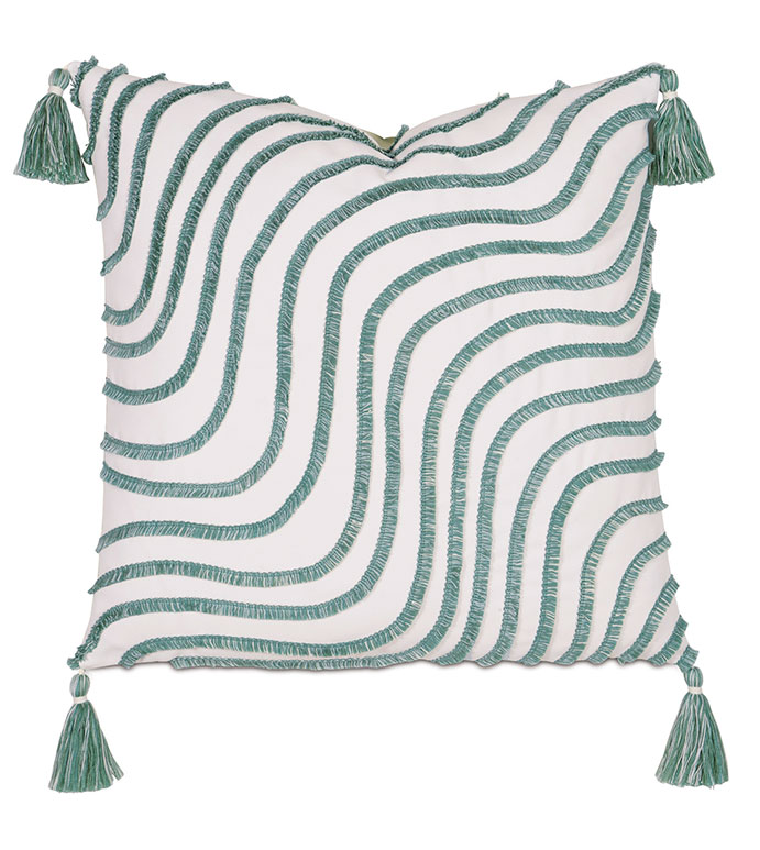 Wicking Cloud WITH mini brush fringe - PILLOW,OUTDOOR PILLOW,TASSEL PILLOW,FRINGE PILLOW,CELADON CUSHION,THROW PILLOW,MILDEW PROOF PILLOW,CUSTOMIZABLE PILLOW,SUNBRELLA PILLOW,WHIMSICAL PILLOW,CELERIE KEMBLE PILLOW