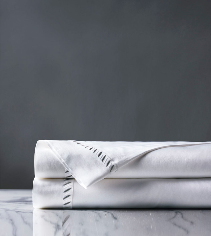 Ona Charcoal Flat Sheet - flat sheet,queen flat sheet,gray sheet,washable flat sheet,charocal sheet,high thread count flat sheet,egyptian cotton flat sheet,luxury linen,luxury flat sheet,high end bedding
