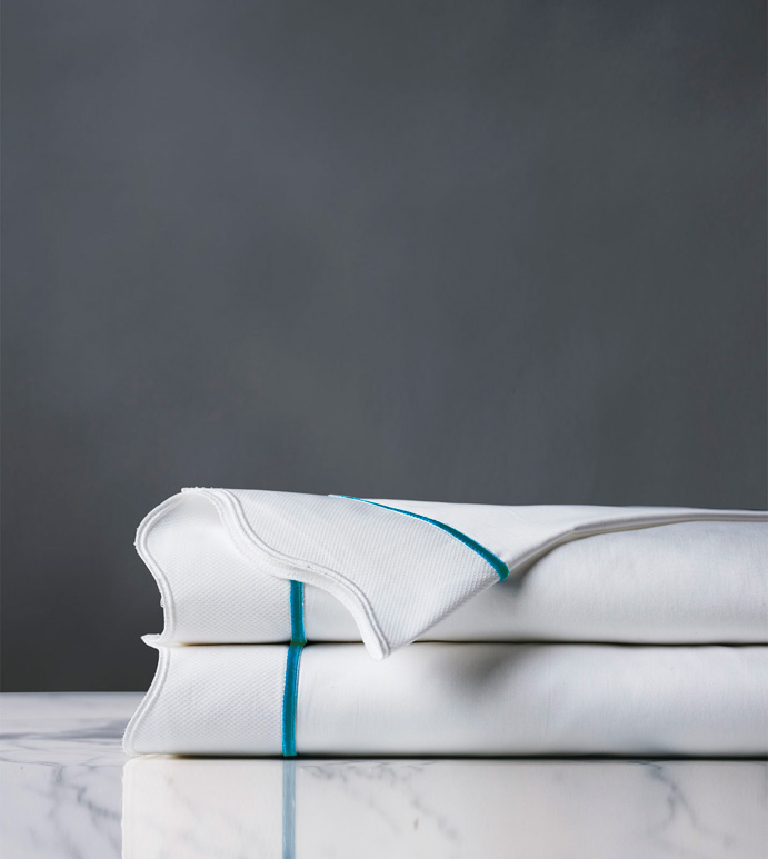 CALYPSO PEACOCK FLAT SHEET - flat sheet,queen flat sheet,classic white sheet,washable flat sheet,peacock sheet,high thread count flat sheet,egyptian cotton flat sheet,luxury linen,luxury flat sheet,bedding