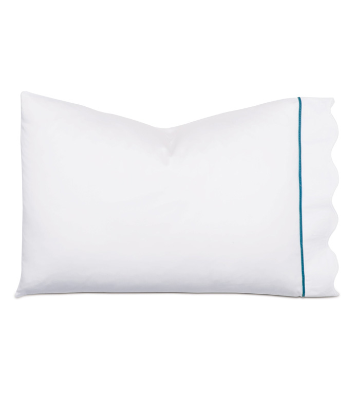 CALYPSO PEACOCK PILLOWCASE - pillowcase,white pillowcase,luxury linen,peacock pillow case,high thread count pillow case,sateen pillow case,egyptian cotton pillow case,luxury bedding,fine linen,washable,bedding