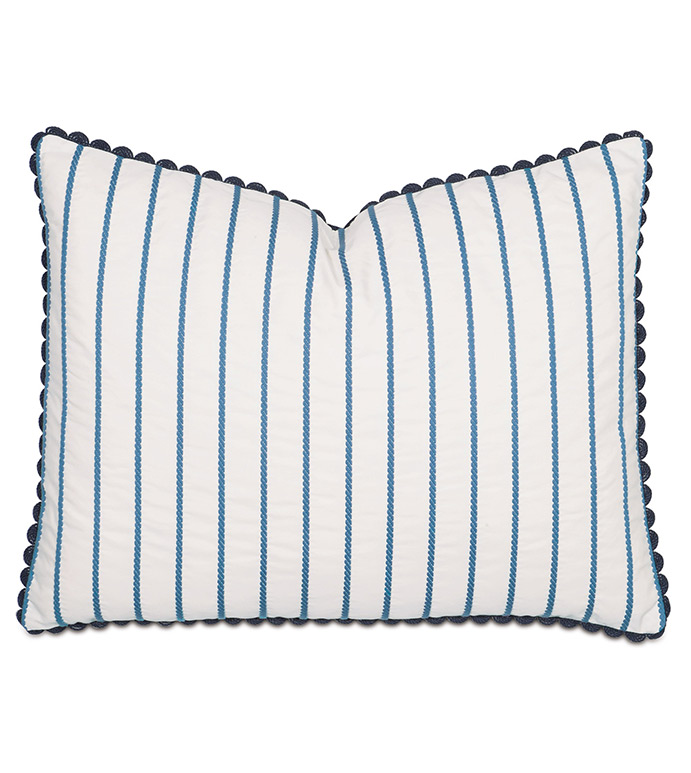 LACECAP STANDARD SHAM - PILLOW,BLUE STRIPE PILLOW,STANDARD SHAM PILLOW,BLUE PILLOW,RECTANGLE PILLOW,THROW PILLOW,ACCENT PILLOW,DEORATIVE PILLOW,FEATHER PILLOW,CUSTOMIZABLE PILLOW,ZIPPER CLOSURE PILLOW
