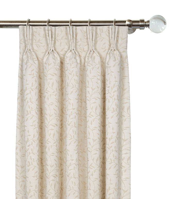 HAYES BLOSSOM CURTAIN PANEL RIGHT - IVORY CLASSIC DRAPERY,TRADITIONAL HOME DRAPERY,NEUTRAL TRADITIONAL CURTAIN,IVORY PLEATED CURTAIN,BOTANICAL DRAPERY,CREAM PINCH PLEAT CURTAIN,WOVEN BOTANICAL,VICTORIAN CURTAIN,WOVEN