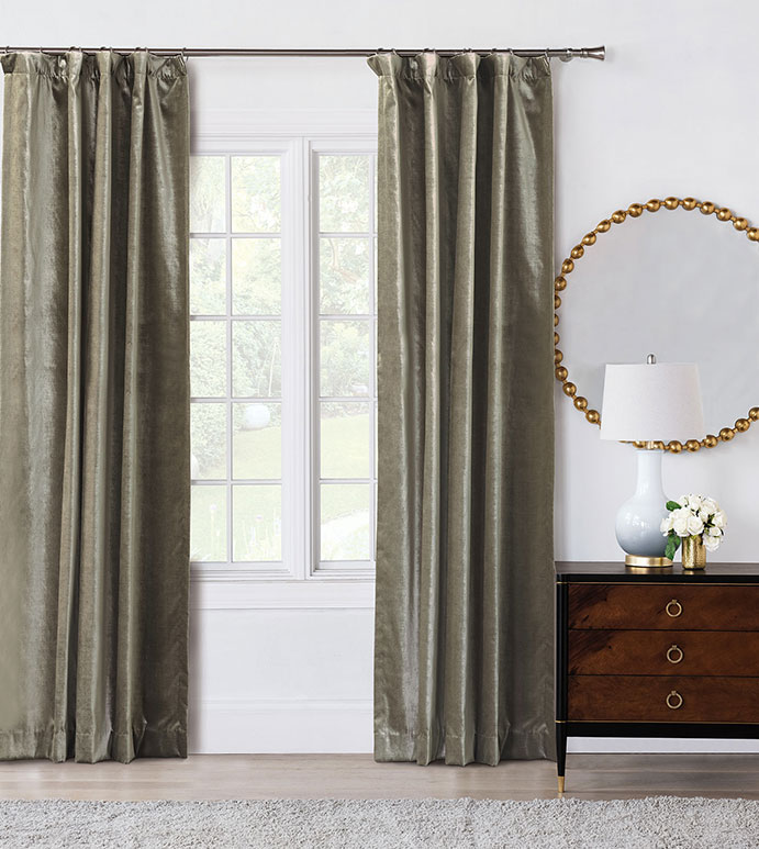 Velda Smoke Curtain Panel - VELVET,VELOUR,NEUTRAL,GREY,CURTAIN,SHINY,PANEL,METALLIC,ROD
POCKET,GLAM,OPULENT,GRAY,SILVER,CONTEMPORARY,LINING,WINDOW TREATMENT,WINDOW,SOLID,DRAPE,HOME DECOR,LUXURY,BEDROOM
