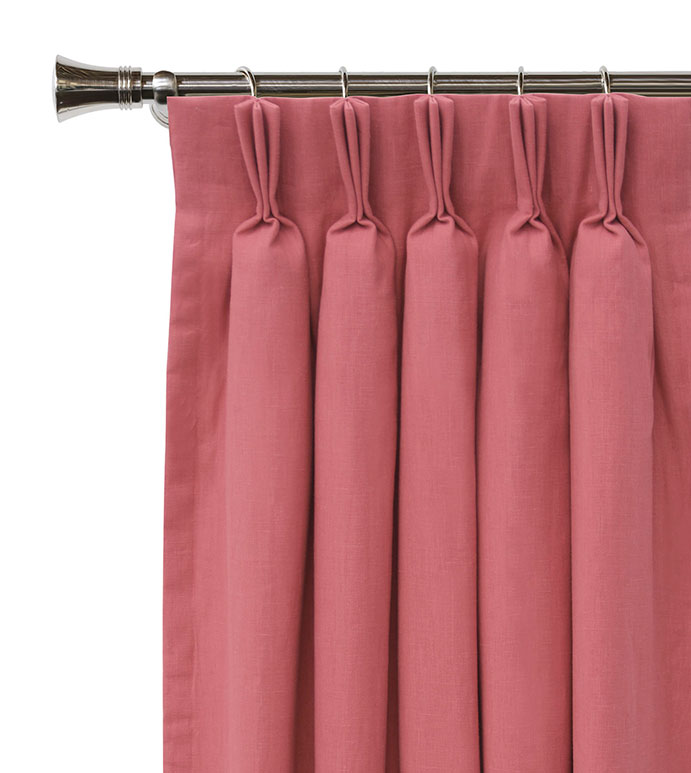 Breeze Bloom Curtain Panel - PINK LINEN DRAPERY,PINK LINEN CURTAIN,PINK PLEATED CURTAIN,SOLID PINK,SOLID LINEN,HOT PINK,FEMININE,CONTEMPORARY,PLEATED LINEN DRAPERY,PINCH PLEAT,3 FINGER PLEAT,GIRLS ROOM DRAPERY