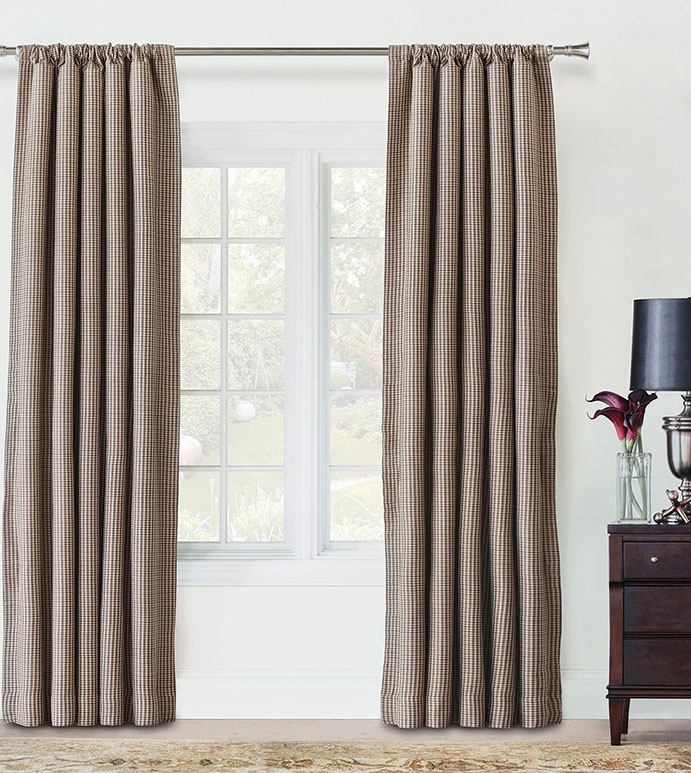 Aiden Houndstooth Curtain Panel - PLAID CURTAIN PANEL,FLANNEL CURTAIN PANEL,CHECKERED,TAN,CREAM,BROWN,STRIPED,PLAID CURTAIN,PLAID WINDOW TREATMENT,WINDOW TREATMENT,ROD POCKET,ROD POCKET PANEL,RUSTIC,LODGE,MOUNTAIN