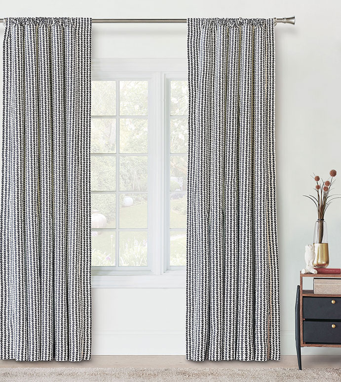 Ziggy Vine Curtain Panel - CURTAIN PANEL,DRAPERY,PATTERNED,WHITE,BLACK,AZTEC,GEOMETRIC PRINT,VINE DESIGN,SINGLE WIDTH,ROD POCKET,DECORATIVE,BEDROOM,FLORAL DESIGN,STRIPED,KNIFE EDGE,FACE DESIGN,COTTON LINING