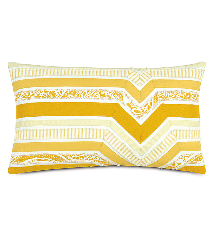 Adelle Ombre Decorative Pillow in Sunshine - DECORATIVE PILLOW,ACCENT PILLOW,THROW PILLOW,BED PILLOW,SOFA PILLOW,LUXURY BEDDING,RIBBON,OMBRE,STRIPED,STRIPE,PATTERN,TEXTURED,APPLIQUE,PIECED,EASTERN ACCENTS,YELLOW,GRADIENT
