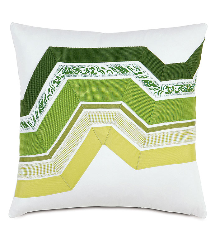 Adelle Ombre Decorative Pillow In Green - DECORATIVE PILLOW,ACCENT PILLOW,THROW PILLOW,BED PILLOW,SOFA PILLOW,LUXURY BEDDING,RIBBON,OMBRE,STRIPED,STRIPE,PATTERN,TEXTURED,APPLIQUE,PIECED,EASTERN ACCENTS,GREEN,GRADIENT