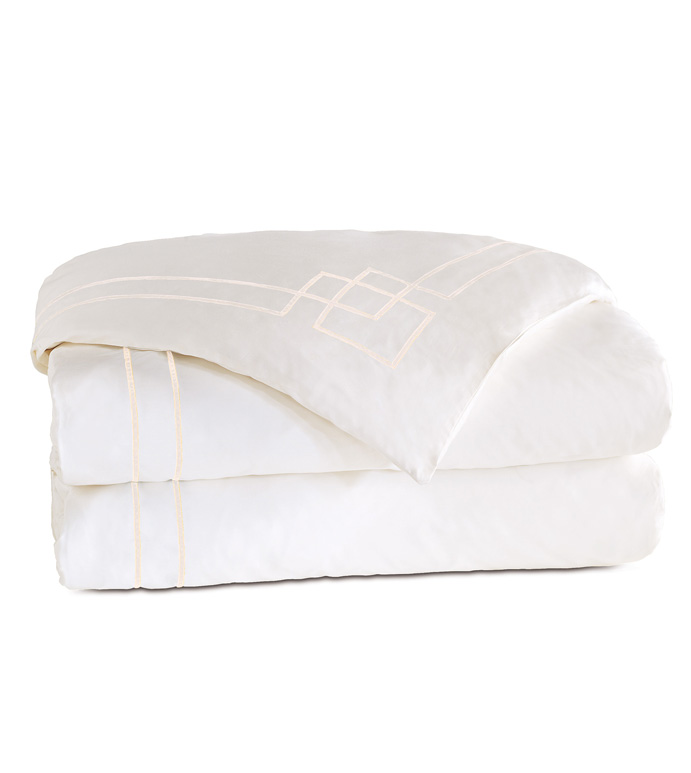 Grafico White/Ecru Duvet Cover - ,