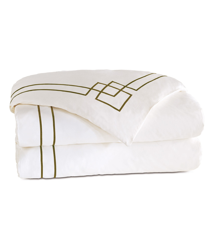 Grafico White/Oliva Duvet Cover - ,