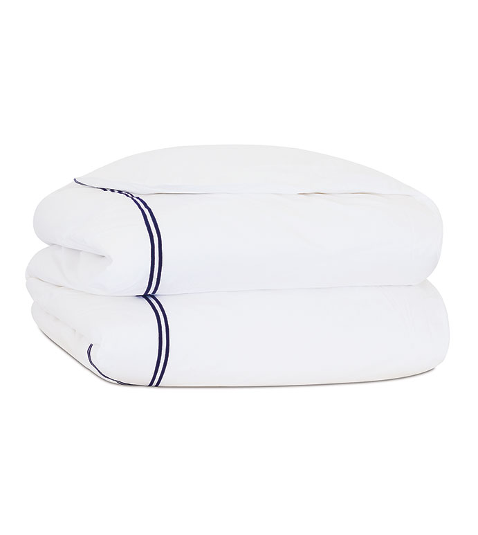 Enzo White/Navy Duvet Cover - ,