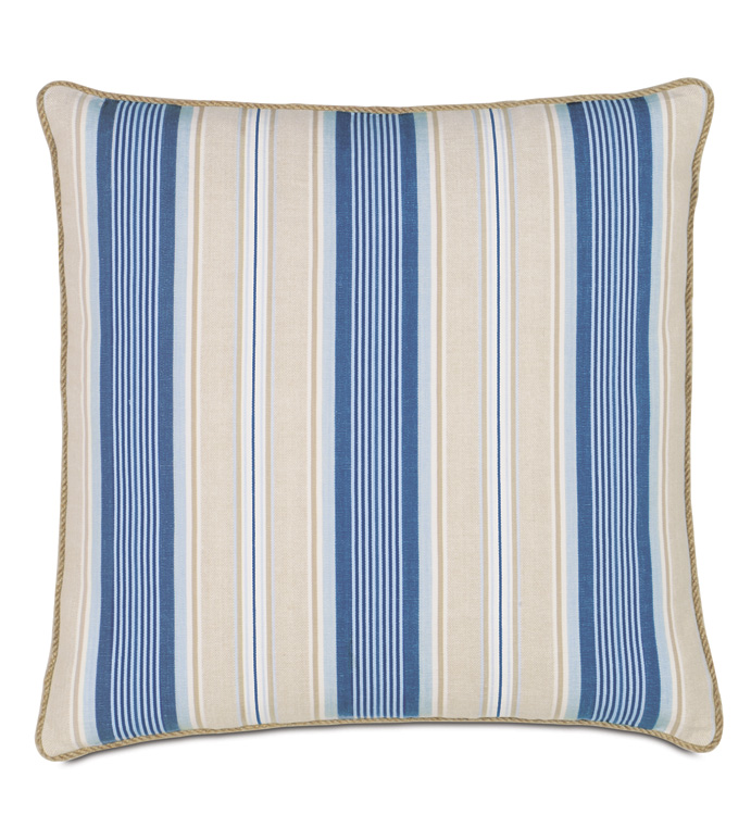 Maritime Stripe Euro Sham In Blue - ACCENT PILLOW,THROW PILLOW,EURO SHAM,EASTERN ACCENTS,BLUE,COTTON,STRIPE,CORD,