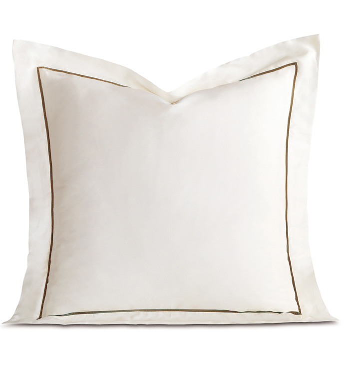 Linea Velvet Ribbon Euro Sham In Ivory & Oliva - ,