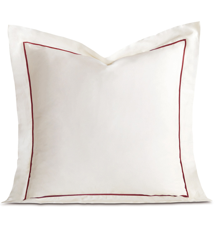 Linea Velvet Ribbon Euro Sham In Ivory & Shiraz - ,