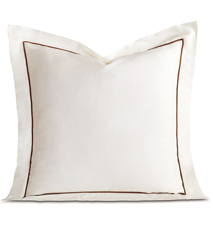Linea Velvet Ribbon Euro Sham In Ivory & Walnut - ,