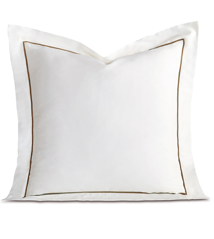 Linea Velvet Ribbon Euro Sham In White & Oliva - ,
