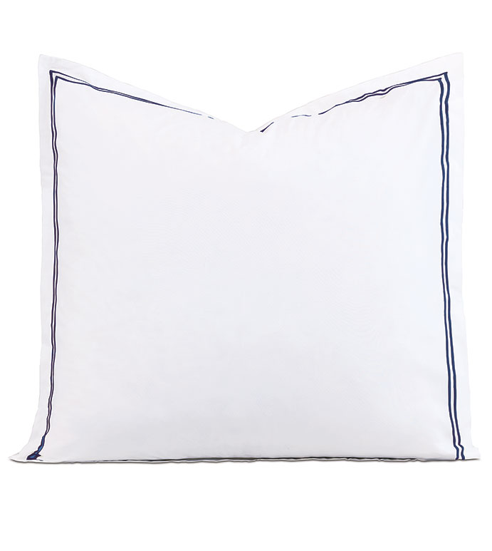 Enzo White/Navy Euro Sham - ,