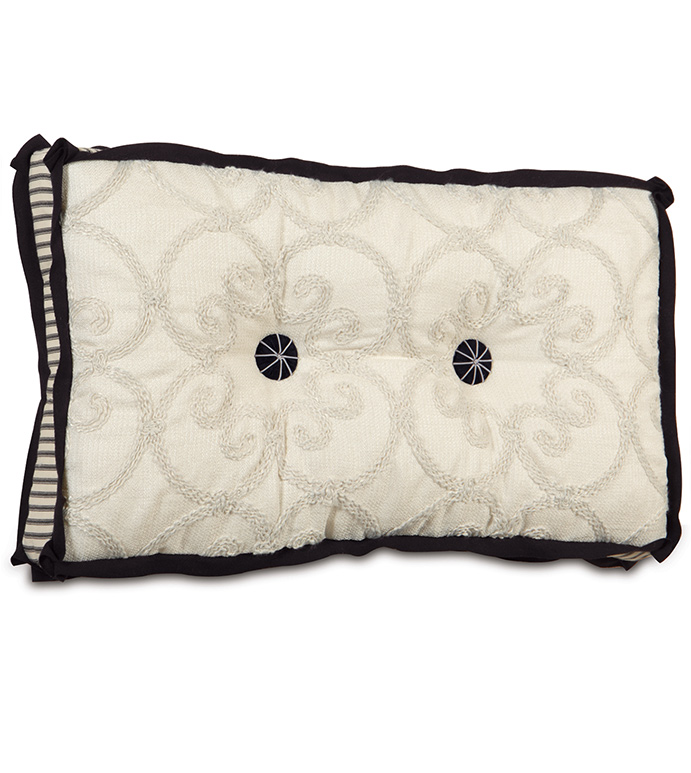 DESIREE PEARL TUFTED - BLACK AND WHITE PILLOW,TUFTED PILLOW,BOXED PILLOW,DEEP TUFTED PILLOW,BUTTON TUFTED,PINSTRIPED PILLOW,BLACK AND IVORY,BLACK AND CREAM,WHITE AND BLACK,EMBROIDERED,VICTORIAN,PLEATED