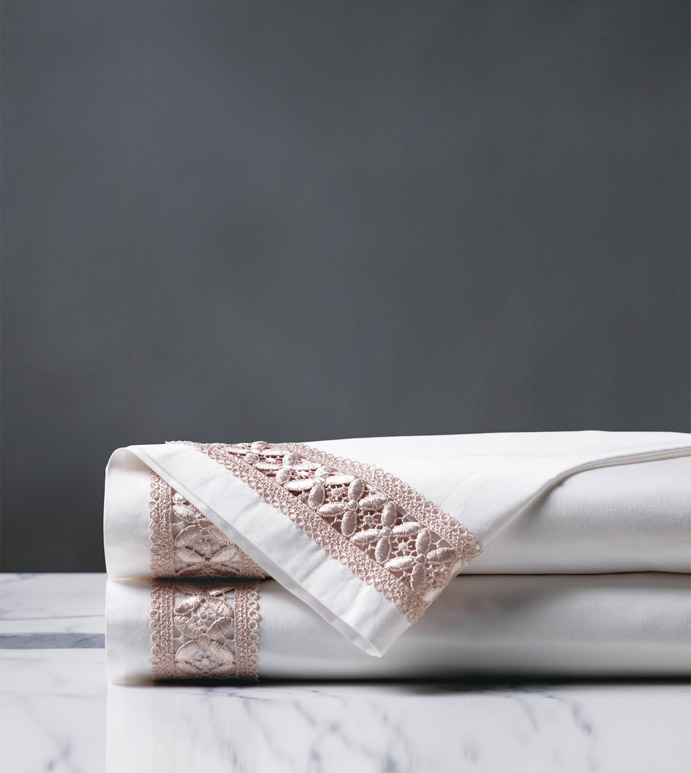 JULIET WHITE/FAWN FLAT SHEET